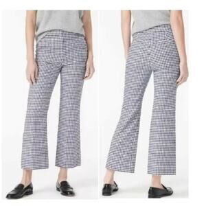 J.Crew Hayden Lined Gingham Kick Out Cropped Linen Pants Women's Size 2